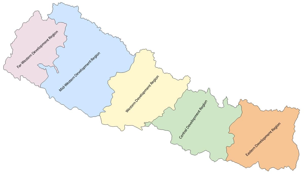 nepal beş gelişim bölgesi ile göster 