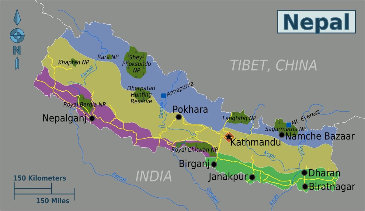 nepal coğrafi harita 