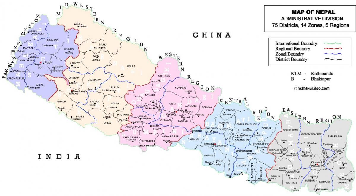 ile nepal siyasi haritası ilçeler
