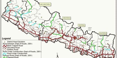 Karayolu ile Nepal göster 