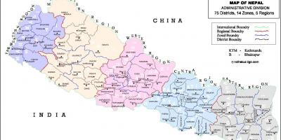 Nepal, bütün bölge haritası