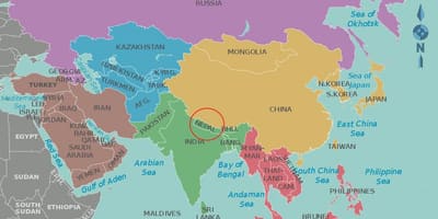 Nepal ve çevre ülkeler haritası 
