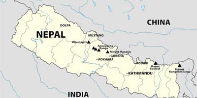 Nepal Dağları haritası 