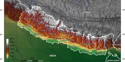 Nepal yükseklik haritası